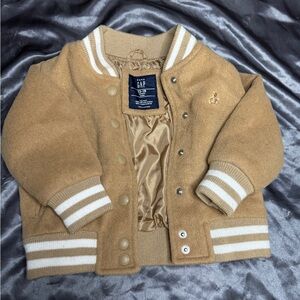 GAP Camel Varsity Jacket with White Accents